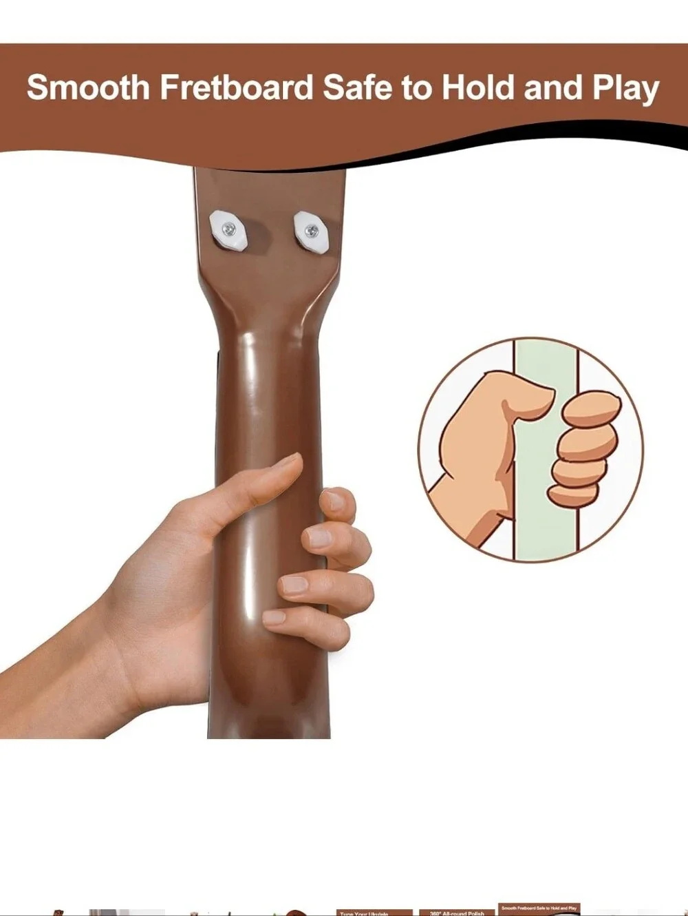 Kids Wooden Ukulele Toy - Brown Learning Guitar